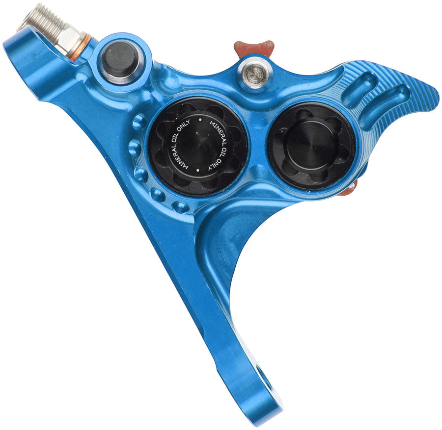 Hope RX4+ SL Disc Brake Caliper - Front Flat Mount Direct +20mm Mineral Oil Type Blue