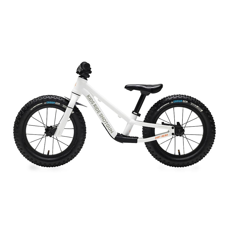 Kids Ride Shotgun Dirt Hero 14'' Push Bike 14'' Without Brake White