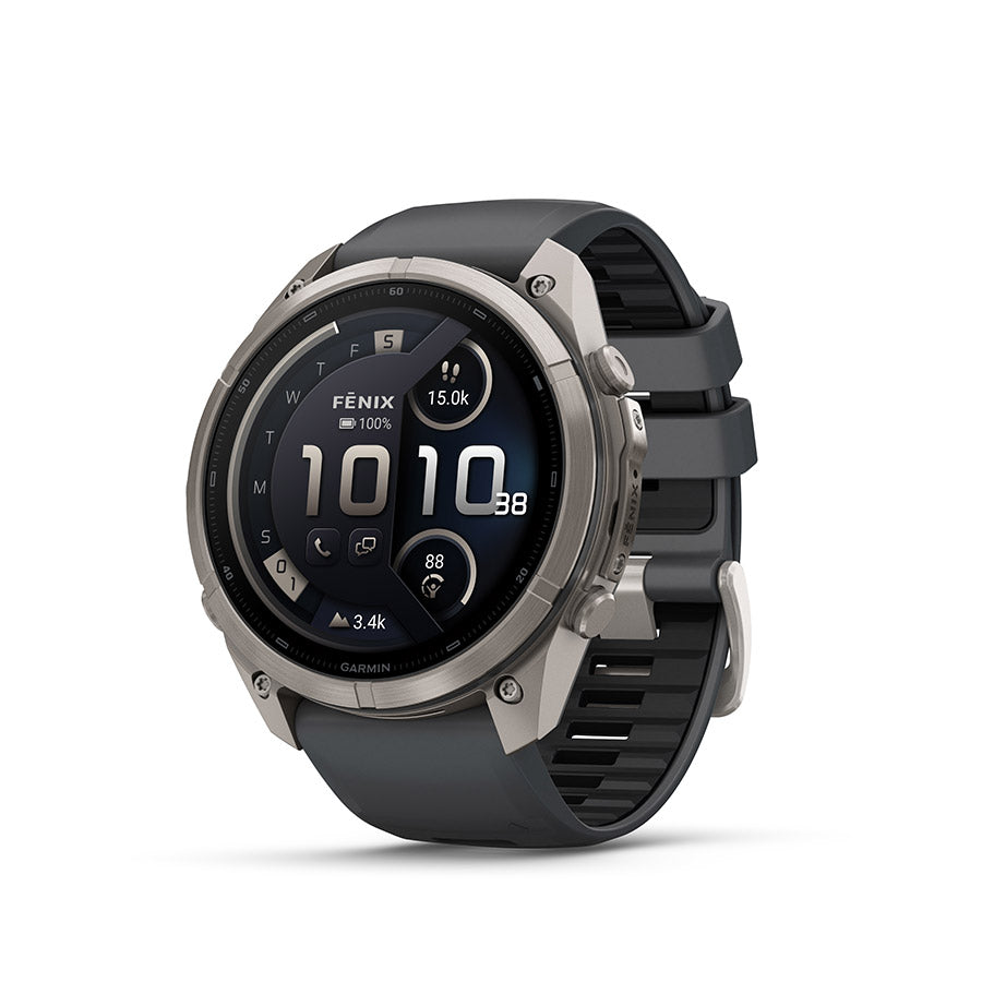 Garmin fenix 9 Pro inReach 51mm Watch Watch Color: Titanium Wristband: Graphite/ Black - Silicone