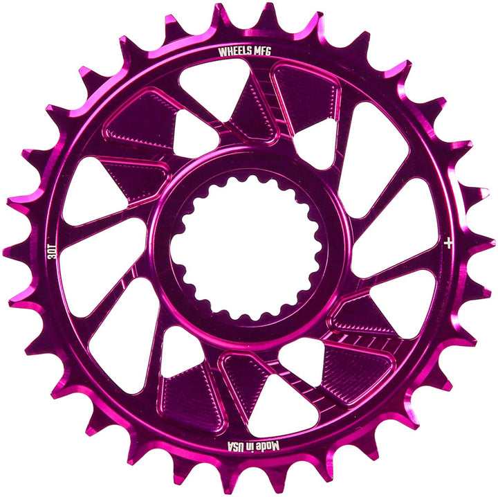 Wheels Manufacturing Direct Mount Chainring - 30t Shimano Direct Mount 1.5mm Outboard Offset HG+ Chain Compatible Purple