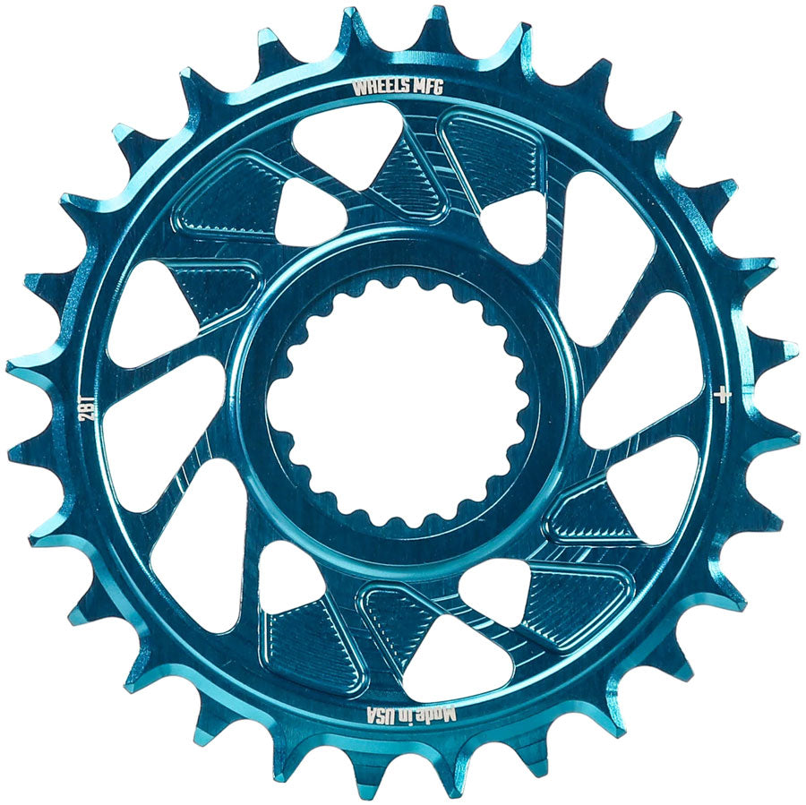 Wheels Manufacturing Direct Mount Chainring - 28t Shimano Direct Mount 1.5mm Outboard Offset HG+ Chain Compatible Teal