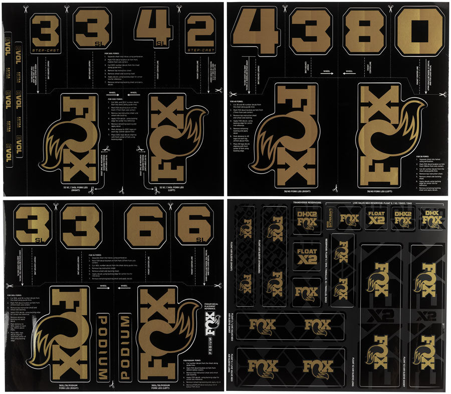 FOX Fork and Shock Decal Kit - FOX Gold