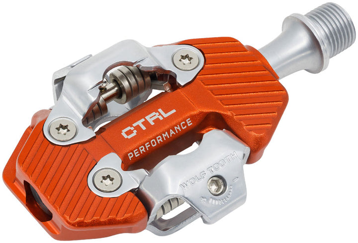 Wolf Tooth CTRL Trail Performance Clipless Pedals - Dual Sided Clipless Alloy 9/16" Orange Pair Shimano SPD