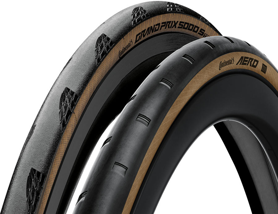 Continental Tour de France Tire Set - Aero 111 700 x 29 Front / Grand Prix 5000 S TR 700 x 30 Rear Tubeless Folding BLK/Transparent