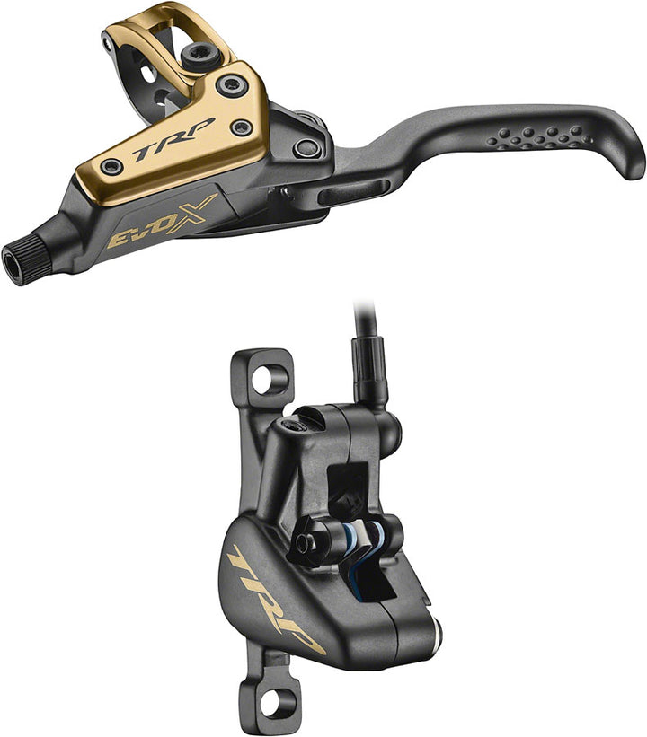 TRP EVO X HD-M9020 Disc Brake Lever - Left/Front Rear 1900mm Hose Post Mount 2-Piston Gold