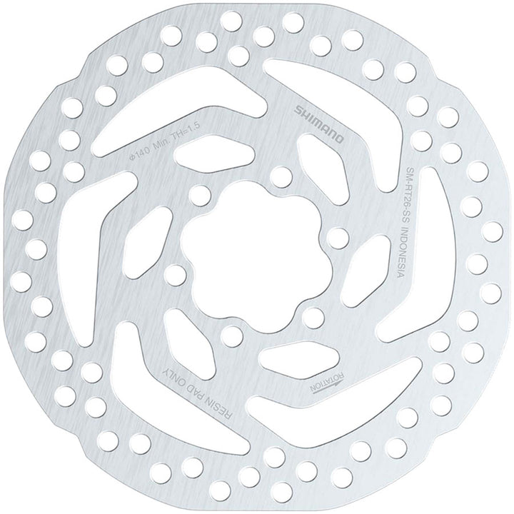 Shimano SM-RT26 SS Disc Brake Rotor - 140mm 6-Bolt Bolts Included For Resin Pad Only