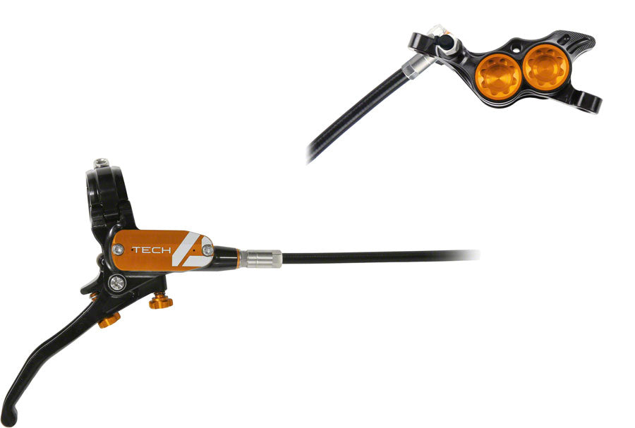 Hope Tech 4 E4 Disc Brake and Lever Set - Rear Hydraulic Post Mount Orange
