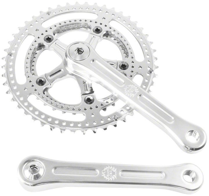 Velo Orange Grand Cru Drillium Cranks - 165mm 8/9/10 Speed 48/34t Square Taper JIS Spindle Interface Polished Aluminum