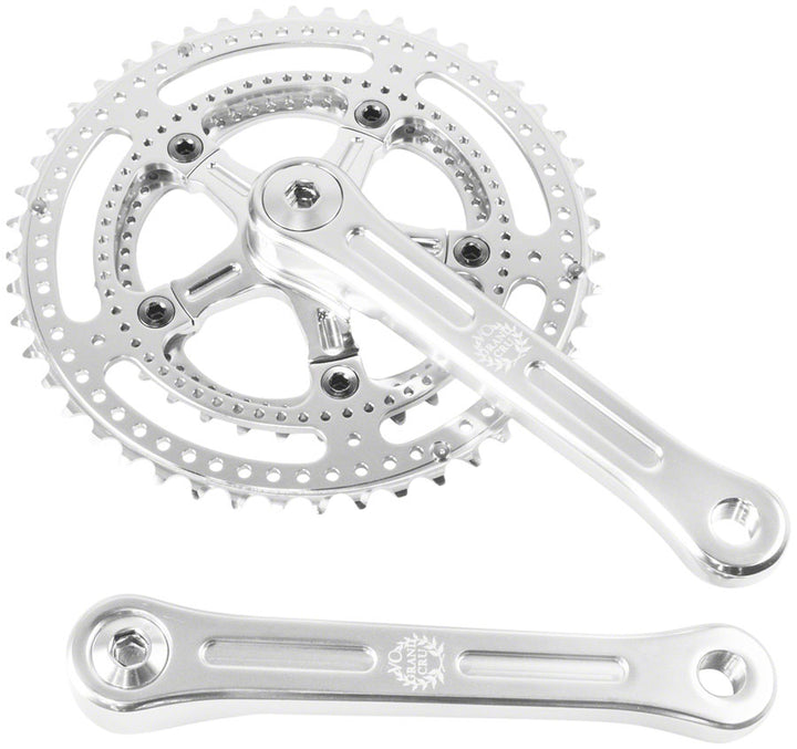 Velo Orange Grand Cru Drillium Cranks - 175mm 8/9/10 Speed 48/34t Square Taper JIS Spindle Interface Polished Aluminum
