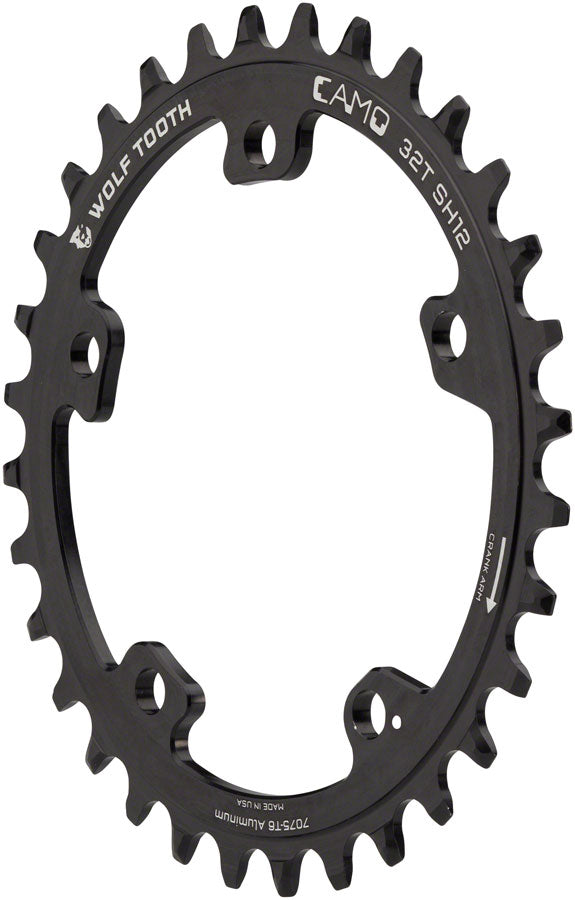 Wolf Tooth CAMO Aluminum Chainring - 30t Wolf Tooth CAMO Mount Drop-Stop ST Requires 12-Speed HG+ Chain BLK