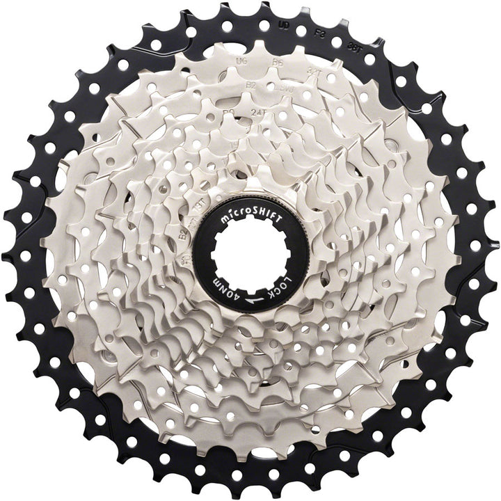 microSHIFT Sword Cassette - 10 Speed 11-38t Full Steel Construction Satin Nickel