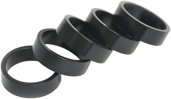 Wheels Manufacturing Aluminum Headset Spacers - 1-1/8" - Black 10Mm 5-Pack