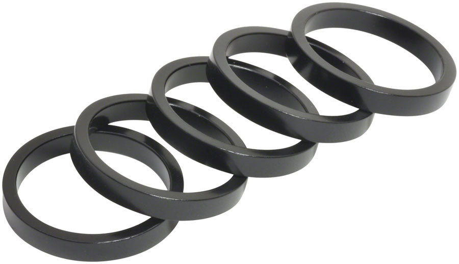 Wheels Manufacturing Aluminum Headset Spacers - 1-1/8" - Black 5Mm 5-Pack