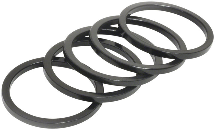 Wheels Manufacturing Aluminum Headset Spacers - 1-1/8" - Black 2.5Mm 5-Pack