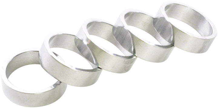 Wheels Manufacturing Aluminum Headset Spacers - 1-1/8" - Silver 10Mm 5-Pack