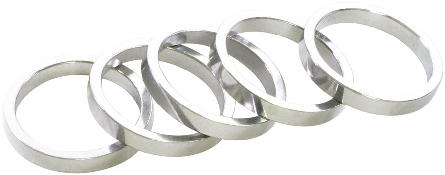 Wheels Manufacturing Aluminum Headset Spacers - 1-1/8" - Silver 5Mm 5-Pack