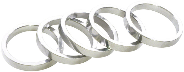 Wheels Manufacturing Aluminum Headset Spacers - 1-1/8" - Silver 5Mm 5-Pack