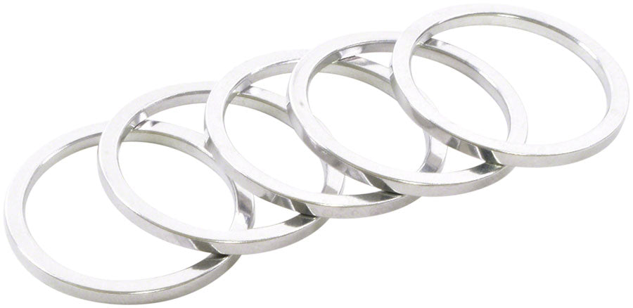 Wheels Manufacturing Aluminum Headset Spacers - 1-1/8" - Silver 2.5Mm 5-Pack
