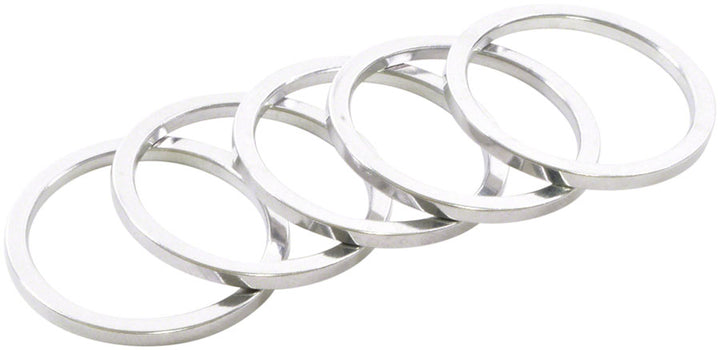 Wheels Manufacturing Aluminum Headset Spacers - 1-1/8" - Silver 2.5Mm 5-Pack