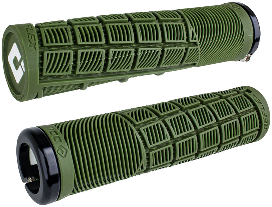 ODI Reflex V2.1 Grips - White/Green Lock-On