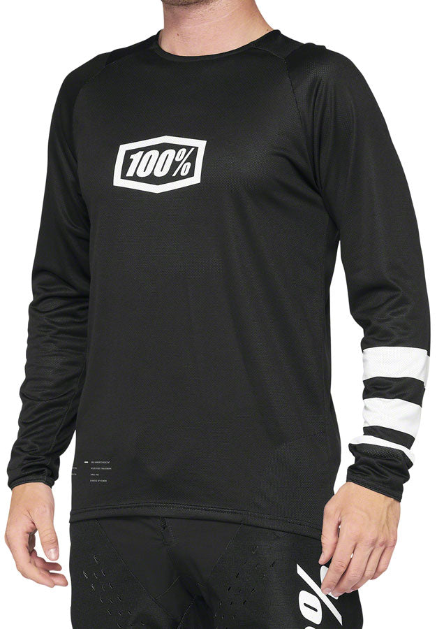 100% R-Core Jersey - Black/White Long Sleeve Men's Small