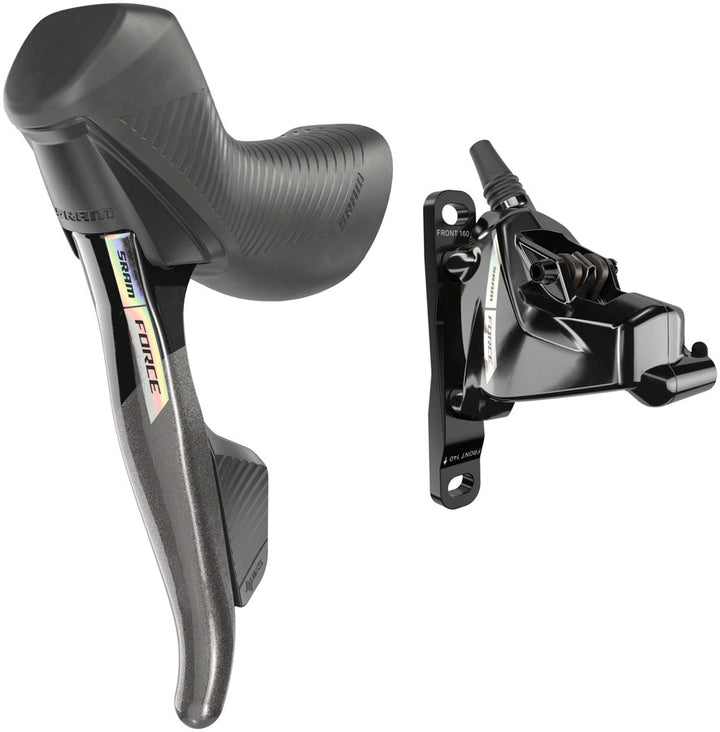 SRAM Force AXS HRD eTap Shift/Brake Lever Hydraulic Disc Brake Caliper - Left/Front Flat Mount 20mm Offset Iridescent Gray/Blk D2