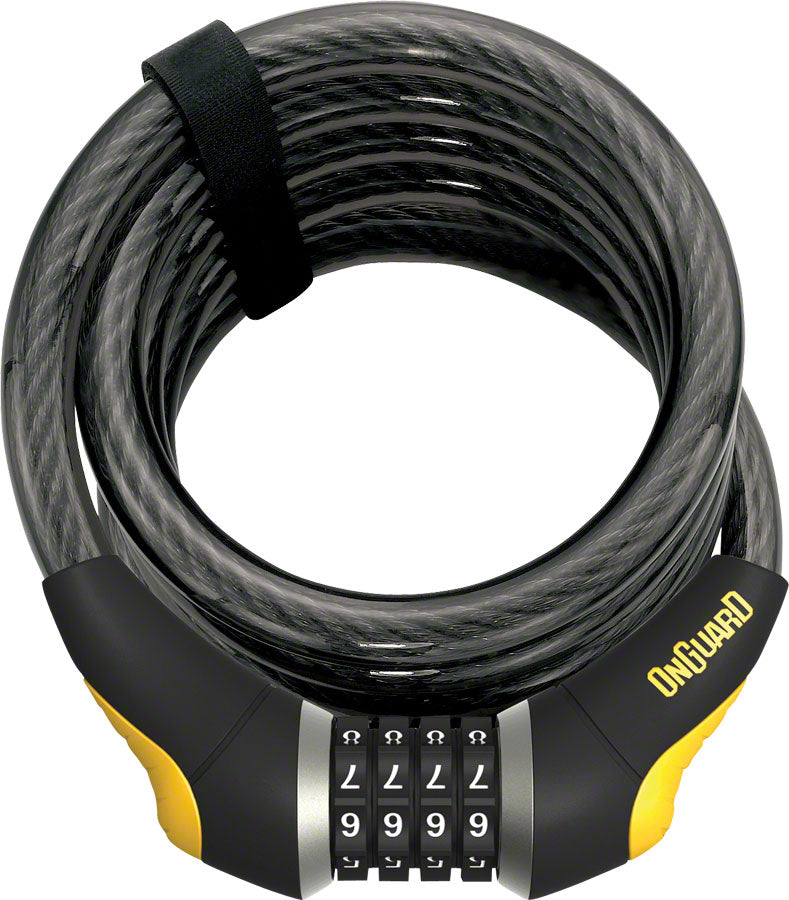 OnGuard Doberman Combo Cable Lock: 6' x 15mm Gray/Black/Yellow