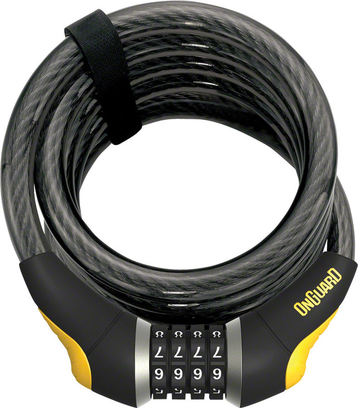 OnGuard Doberman Combo Cable Lock: 6' x 15mm Gray/Black/Yellow