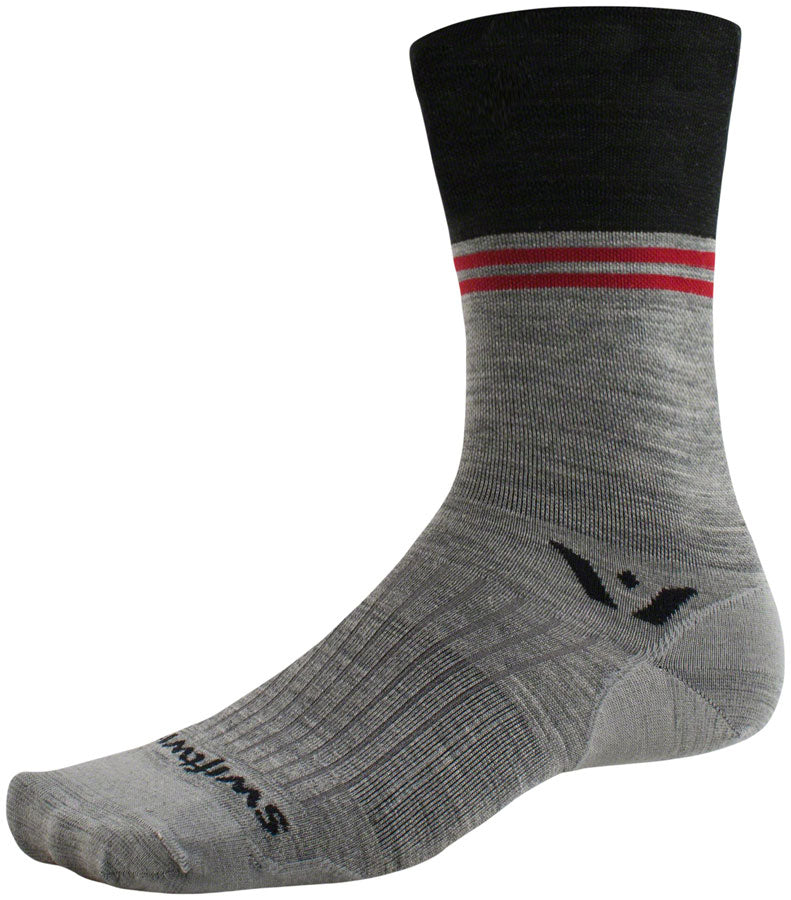 Swiftwick Pursuit Seven Ultralight Socks - 7" Block Stripe Charcoal Small