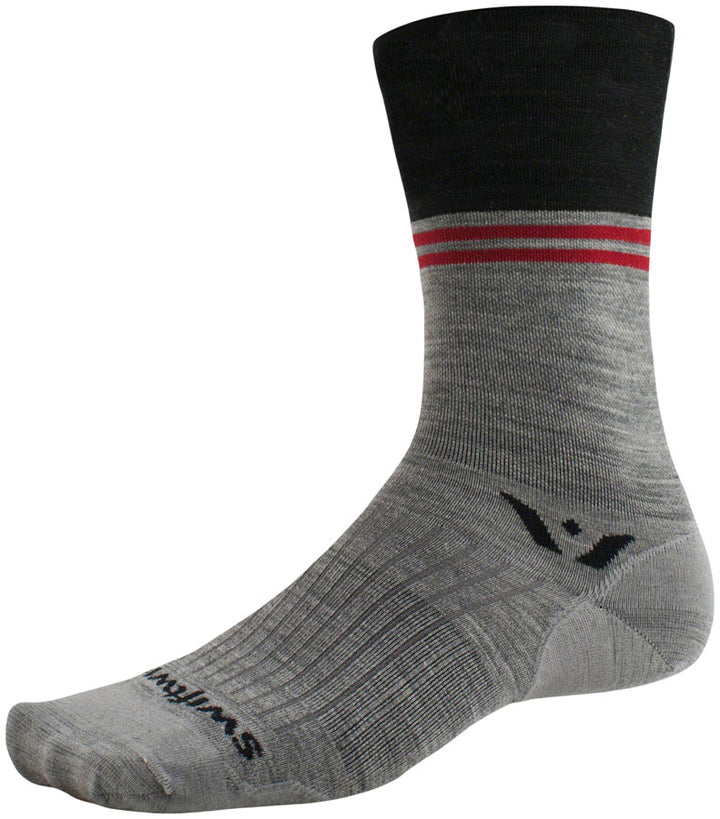 Swiftwick Pursuit Seven Ultralight Socks - 7" Block Stripe Charcoal Small