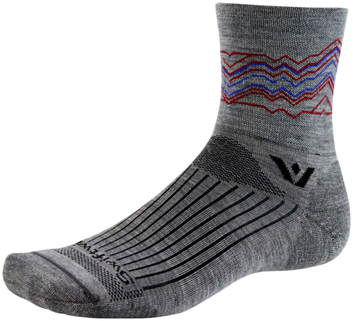 Swiftwick Pursuit Quarter Crew High Socks - 4" Heather Red Large