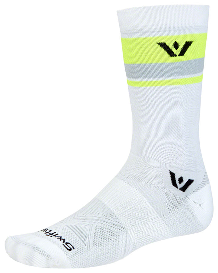 SwiftWick Aspire Crew Socks - White/Hi-Viz Small