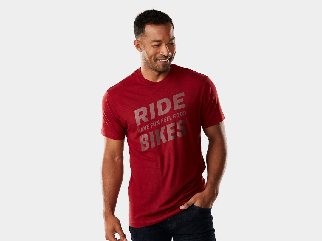 Shirt Trek Ride Bike Have Fun Feel Good Tee Large Dark Red