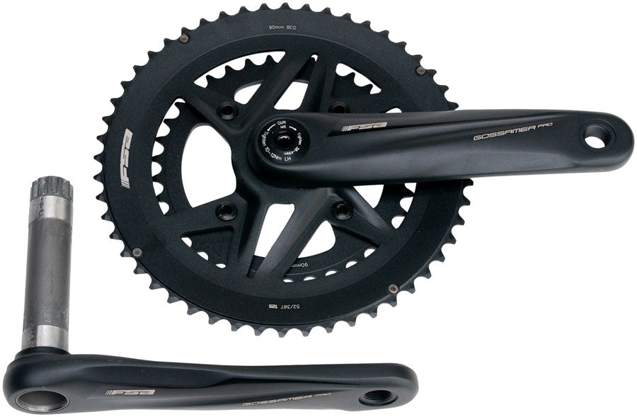 Full Speed Ahead Gossamer Pro 2x Crankset - 170mm 52/36t For Shimano 12-Speed HG+ DM/90 BCD MegaExo Spindle BLK