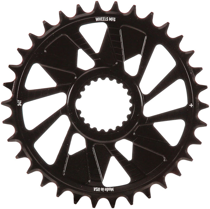 Wheels Manufacturing Direct Mount Chainring - 34t Shimano Direct Mount 1.5mm Outboard Offset HG+ Chain Compatible BLK