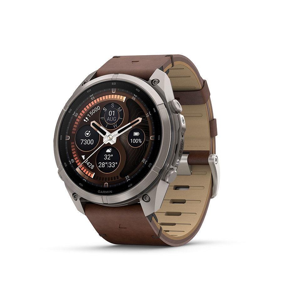 Garmin fenix 9 Pro inReach 51mm Watch Watch Color: Titanium Wristband: Walnut - Leather