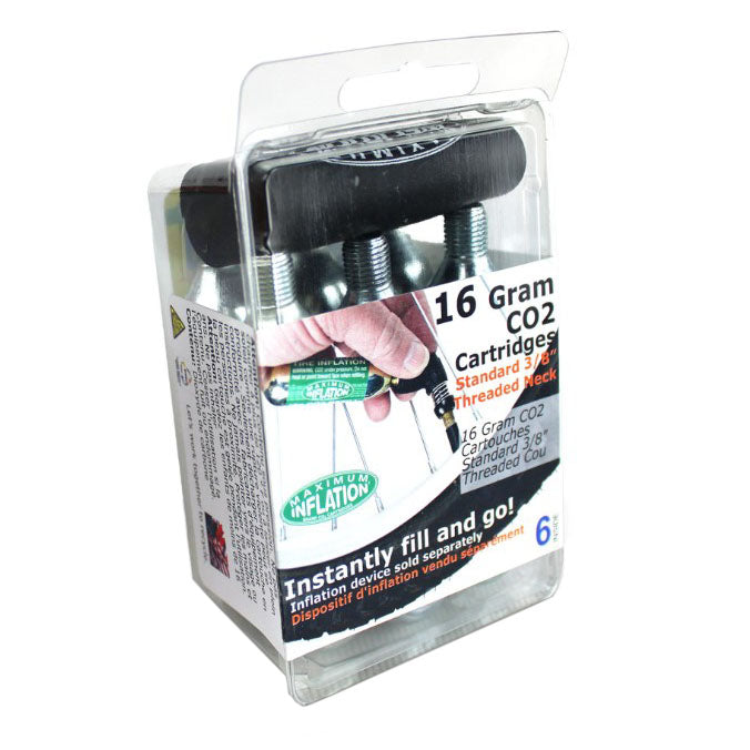 Maximum Inflation CO2 Cartridges 3/8" threaded 16g - 6 Pack