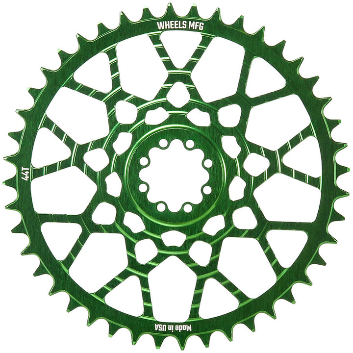 Wheels Manufacturing Gravel Direct Mount Chainring - 44t SRAM 8-Bolt Direct Mount 6.5mm Inboard Offset T-Type Chain Compatible Green