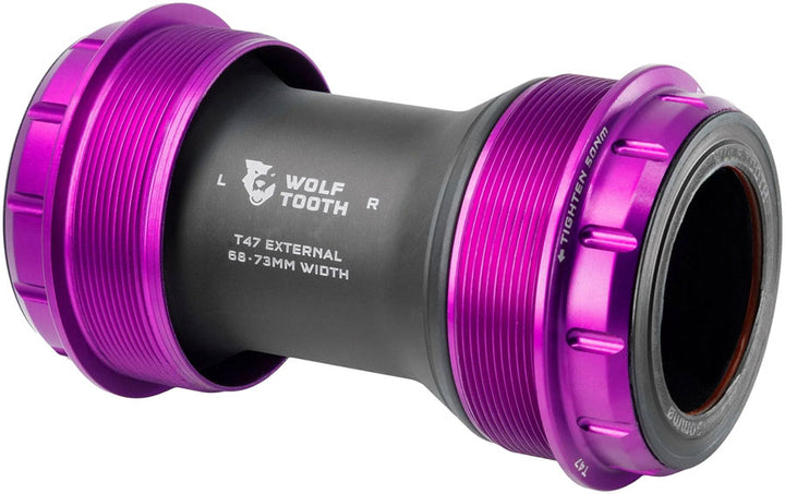 Wolf Tooth T47 External Bottom Bracket - T47 External 68/73mm For 30mm Spindle Ultraviolet Purple