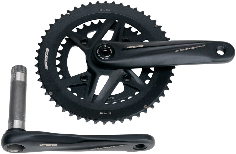 Full Speed Ahead Gossamer Pro 2x Crankset - 175mm 52/36t For Shimano 12-Speed HG+ DM/90 BCD MegaExo Spindle BLK