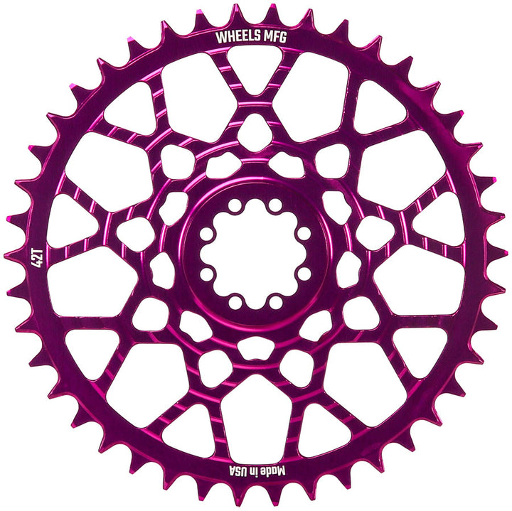 Wheels Manufacturing Gravel Direct Mount Chainring - 42t SRAM 8-Bolt Direct Mount 6.5mm Inboard Offset T-Type Chain Compatible Purple