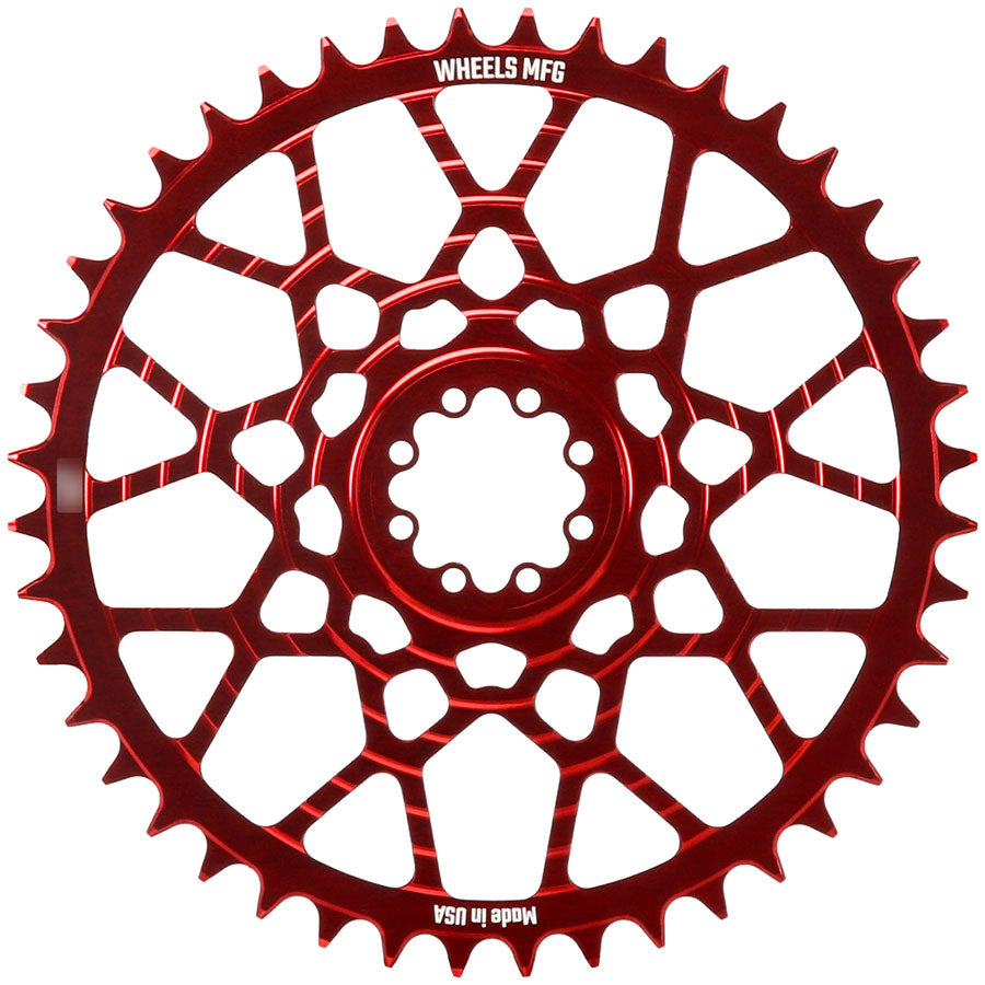 Wheels Manufacturing Gravel Direct Mount Chainring - 46t SRAM 8-Bolt Direct Mount 6.5mm Inboard Offset T-Type Chain Compatible Red