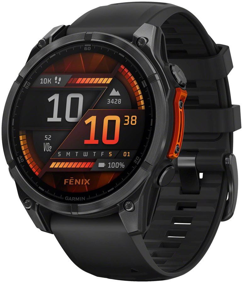 Garmin fenix 8 Smartwatch - 47mm AMOLED Sapphire Carbon Gray DLC Titanium BLK/Pebble Gray Silicone *Missing Outer Package