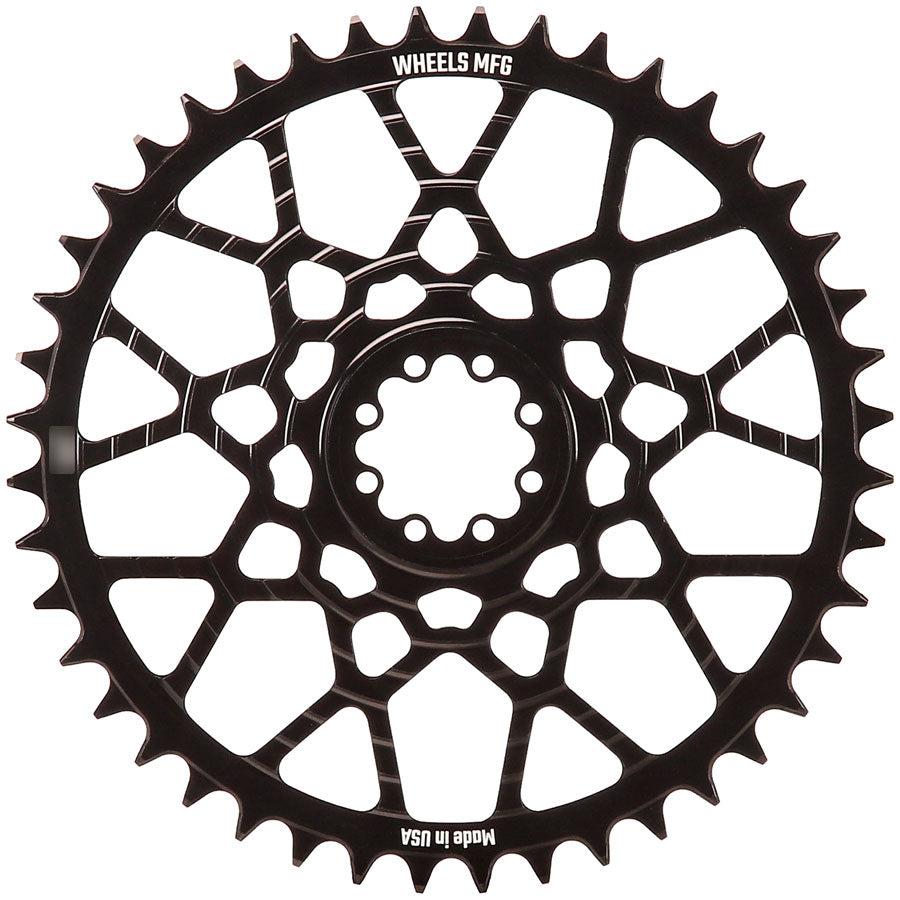 Wheels Manufacturing Gravel Direct Mount Chainring - 46t SRAM 8-Bolt Direct Mount 6.5mm Inboard Offset HG+ Chain Compatible BLK