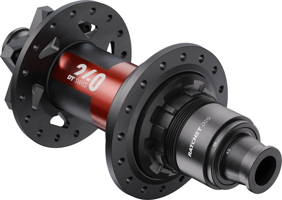 DT Swiss 240 DEG Rear Hub - 12 x 148mm 6-Bolt XD Black/Red 28H DEG 90 DF
