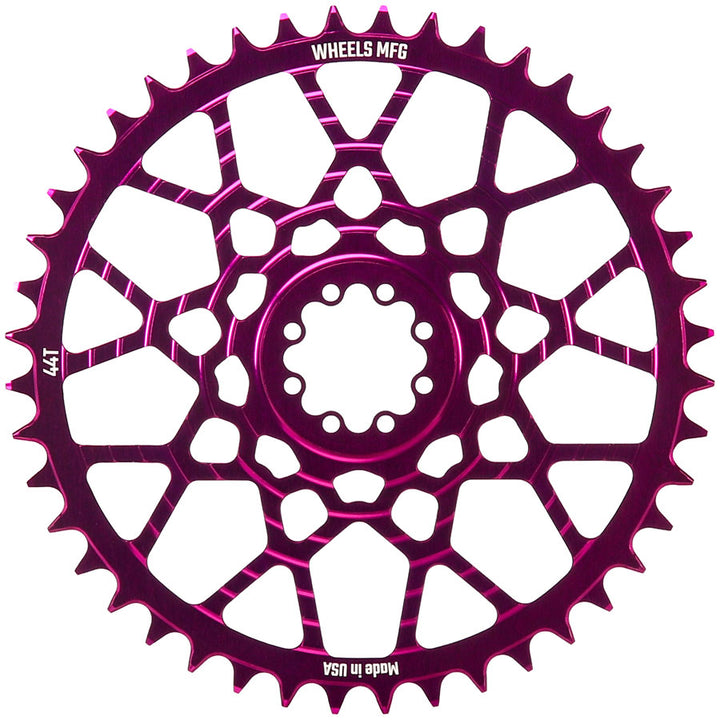 Wheels Manufacturing Gravel Direct Mount Chainring - 44t SRAM 8-Bolt Direct Mount 6.5mm Inboard Offset T-Type Chain Compatible Purple
