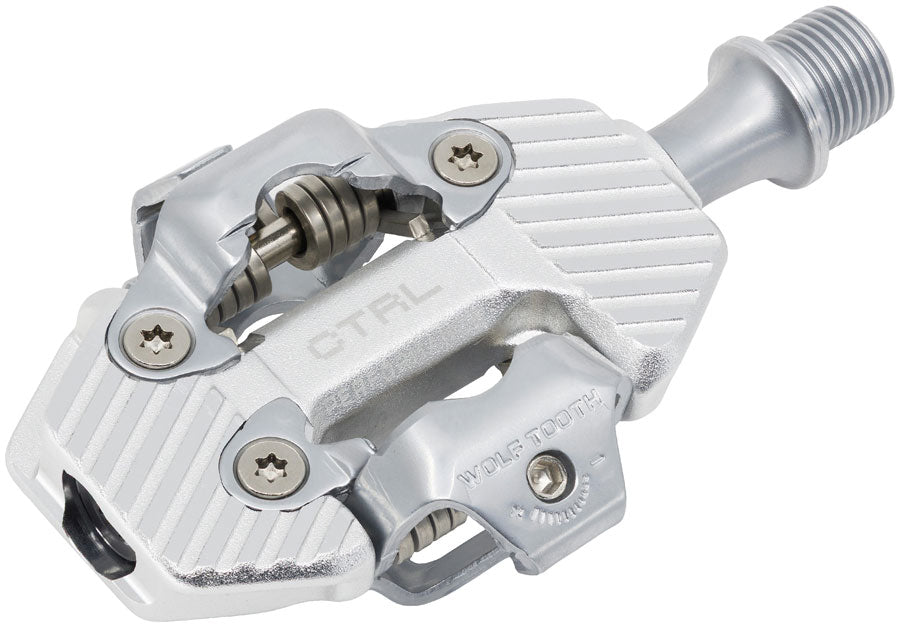 Wolf Tooth CTRL Trail Performance Clipless Pedals - Dual Sided Clipless Alloy 9/16" Raw Silver Pair Shimano SPD
