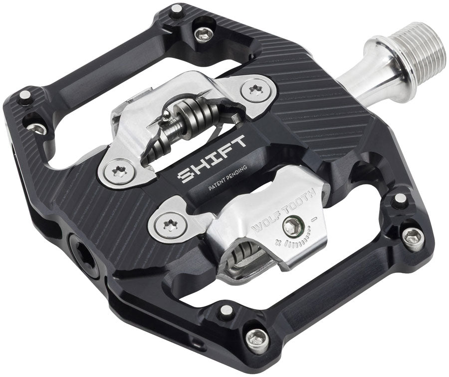 Wolf Tooth SHIFT Gravity Clipless Pedals - Dual Sided Clipless Alloy 9/16" BLK Pair Shimano SPD