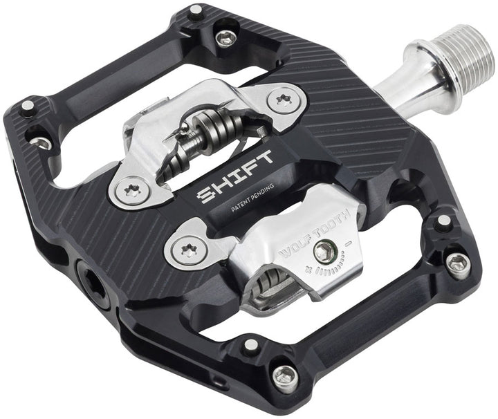 Wolf Tooth SHIFT Gravity Clipless Pedals - Dual Sided Clipless Alloy 9/16" BLK Pair Shimano SPD