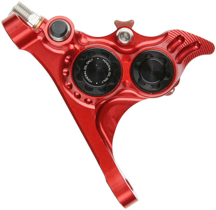 Hope RX4+ SL Disc Brake Caliper - Front Flat Mount Direct +20mm Mineral Oil Type Red